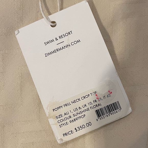 ZIMMERMAN LINEN CROP TOP SIZE AU 1 / US 6 NWT - Picture 5 of 9